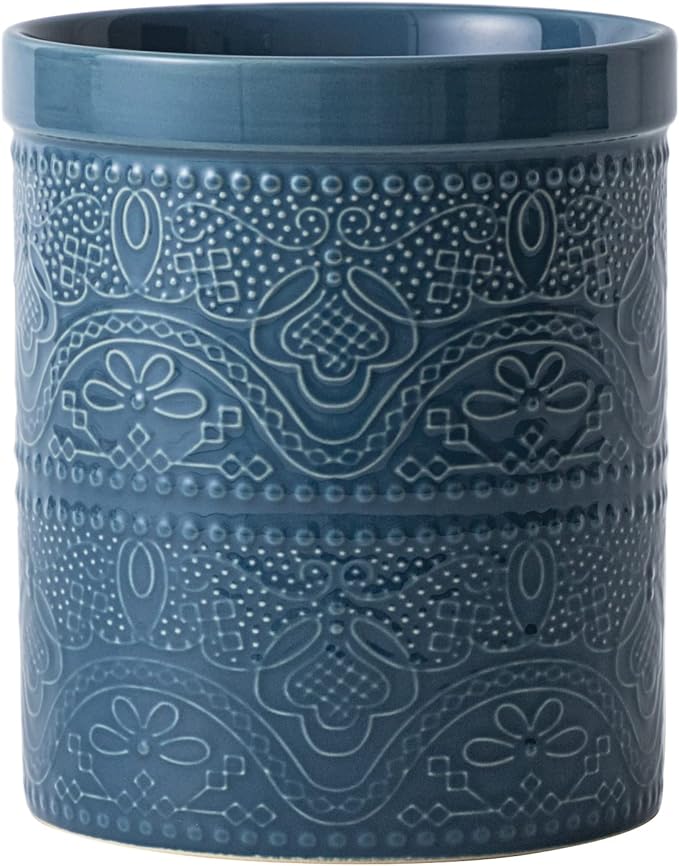 Fun Elements Kitchen Utensil Holder, 7.2" Super Large Utensil Crock Heavy and by IntoYourHouseOntoYourTable