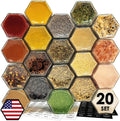 20 Pack Magnetic Spice Jars for Refrigerator, Hexagon Glass Magnetic Spice Jar by CROSS+HOMES