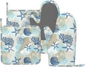 Nautical Coastal Oven Mitts and Pot Holders Set of 4 Silicone Starfish Seashell by BOKEKANG