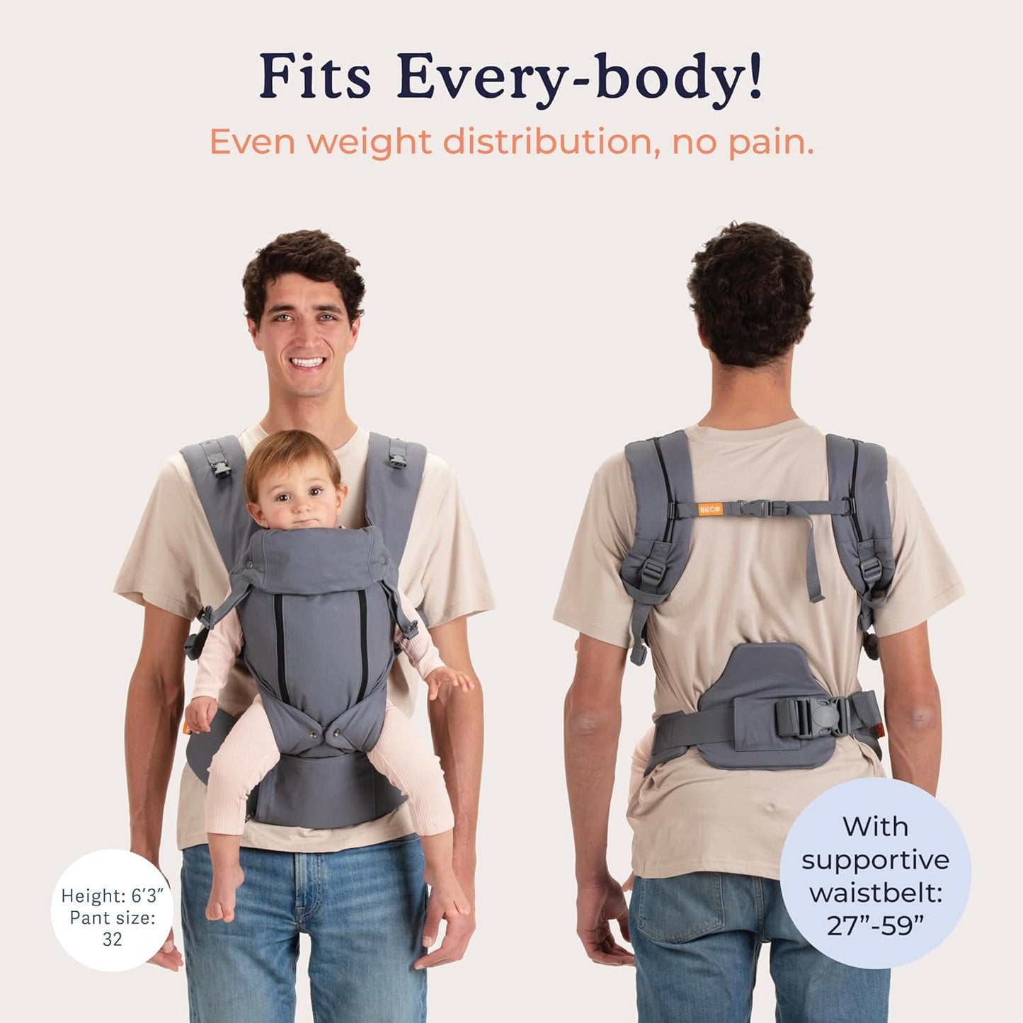 Beco 8 Baby Carrier from Newborn to Toddler (7-45lbs) - All in 1 Hybrid Front, Hip and Backpack Style Carrier with Breathable, Cooling Mesh - Boho Rainbow
