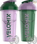 VELOMIX -2 Pack- 28 oz Protein Shaker Bottles by VELOMIX