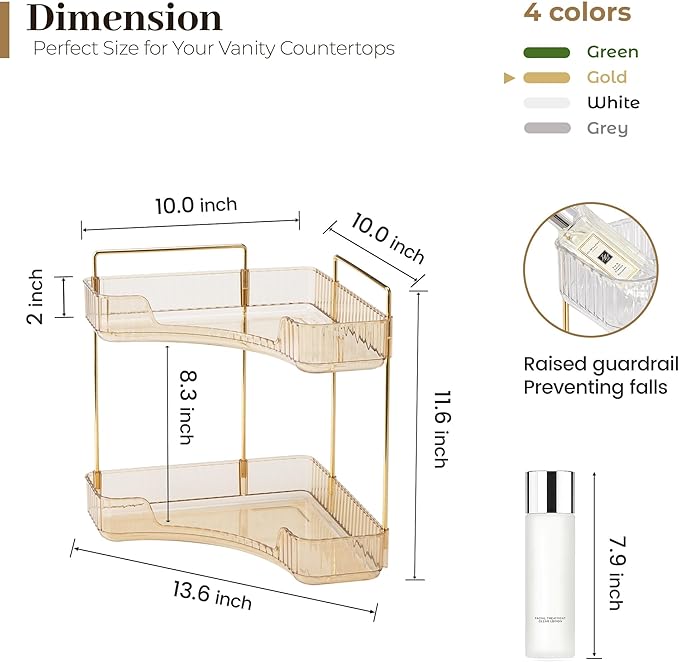 Aveniee Corner Bathroom Counter Organizer, Bathroom Countertop Shelf Makeup - Image 3
