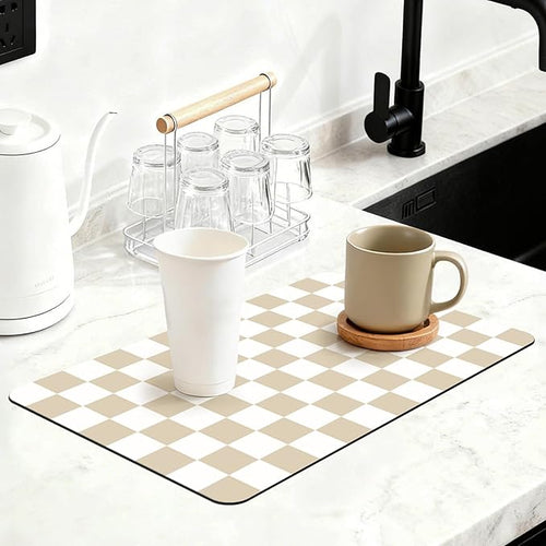 12" x 20" Checkered Dish Drying Mat by Unknown
