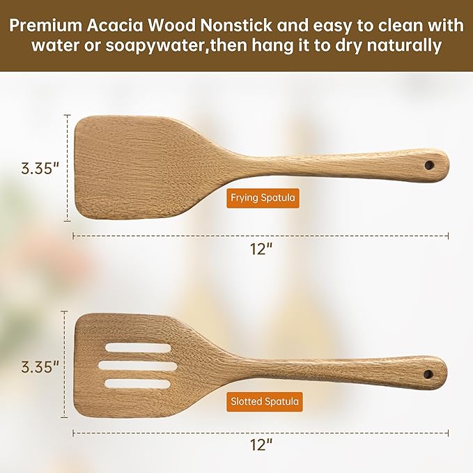 2 Pcs Wooden Cooking Utensils Set ，Wooden Spoons - Image 2