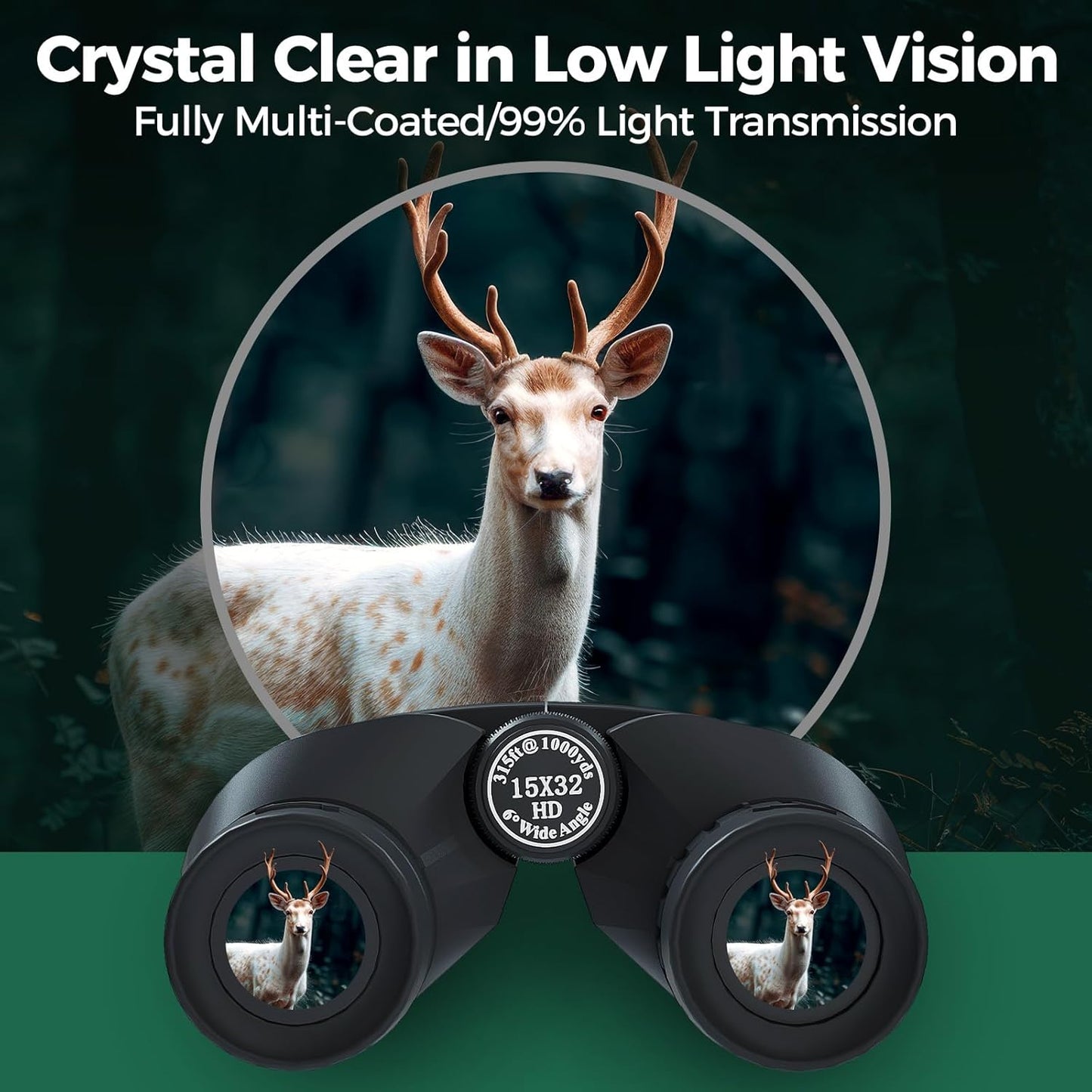 15x32 Compact Binoculars for Adults and Kids, High Power Lightweight Small Binoculars with Phone Adapter for Concert Cruise Ship Hiking Bird Watching Travel Safari Viewing Football Sports