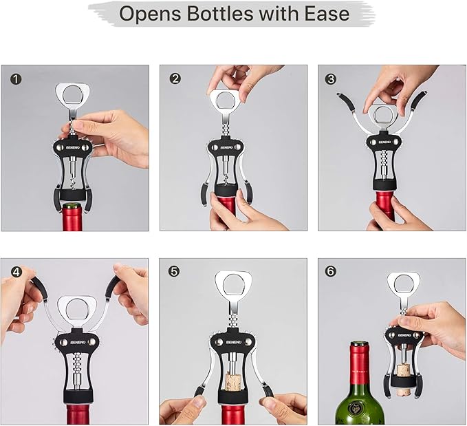 Beneno Wine Opener with Stainless Steel Wine Foil Cutter - Image 6