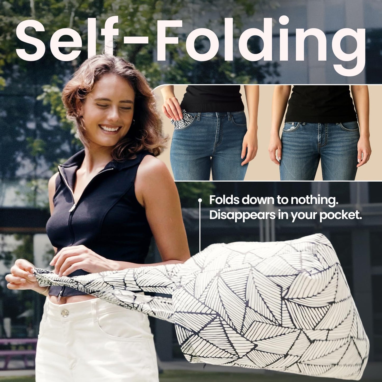 Nanobag Ultra-Lightweight Foldable Sling for Women & Men, Reusable Grocery & Travel Bag, Packable Collapsible Compact Market Crossbody (Sling Sketch)