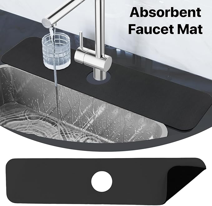 Bloss Black Dish Drying Mat + Faucet Mat - Image 3