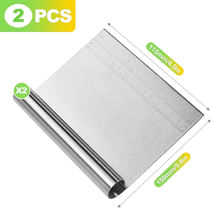2 Pack Stainless Steel Dough Scraper Set - Image 2