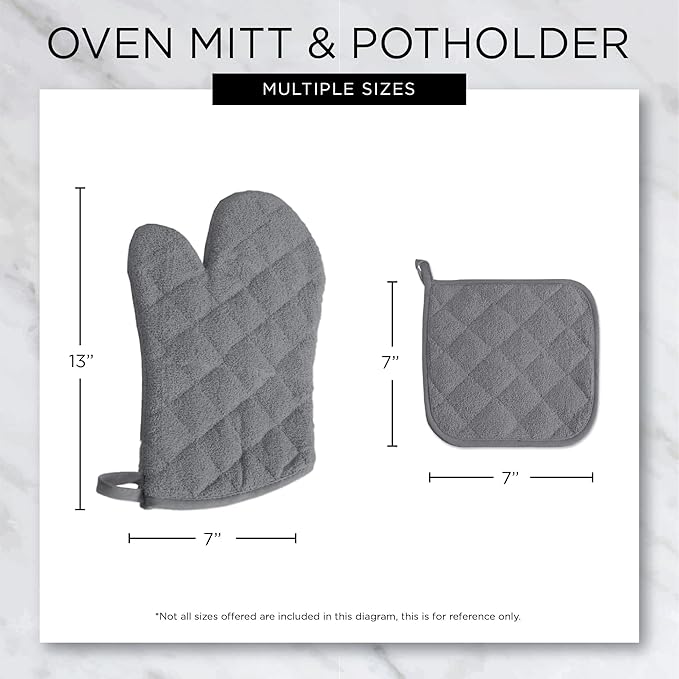 DII Basic Terry Collection 100% Cotton Quilted, Oven Mitt, Storm Blue, 2 Piece - Image 8