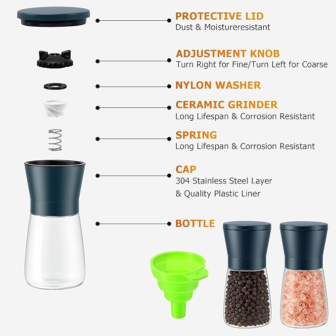 R DRURLCD Stone Blue Salt and Pepper Grinder Set of 2 - Image 5