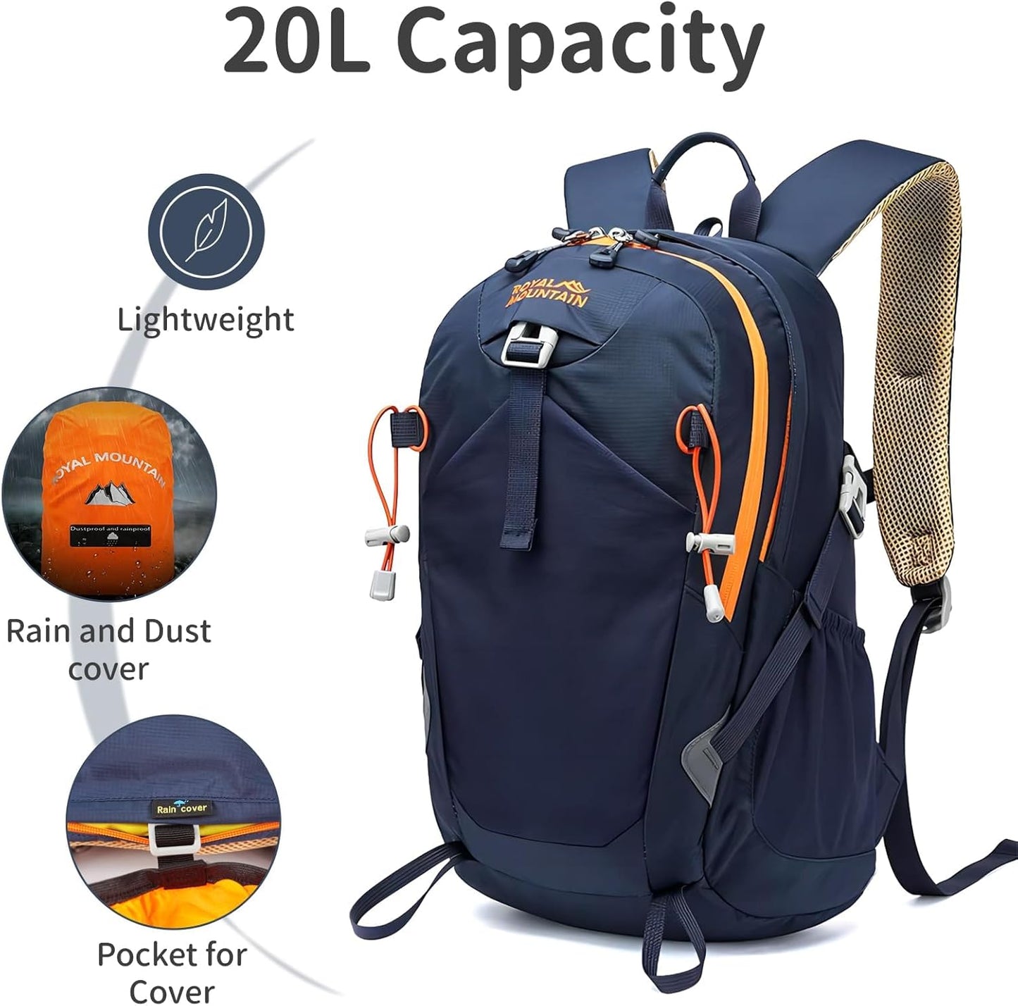 Hiking Backpack 30L Foldable Travel Daypack For Women Men,Camping Daypack Backpacks Lightweight,Durable Hiking Backpack Fit For Hiking,Daily Commuting,Short Trips.(With Rain-cover)