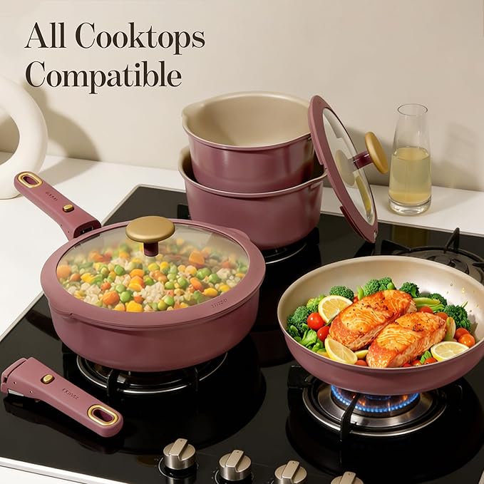 CAROTE 18Pcs Pots and Pans Set, Titanium kitchen Pan Set, Nonstick Cookware Set - Image 6