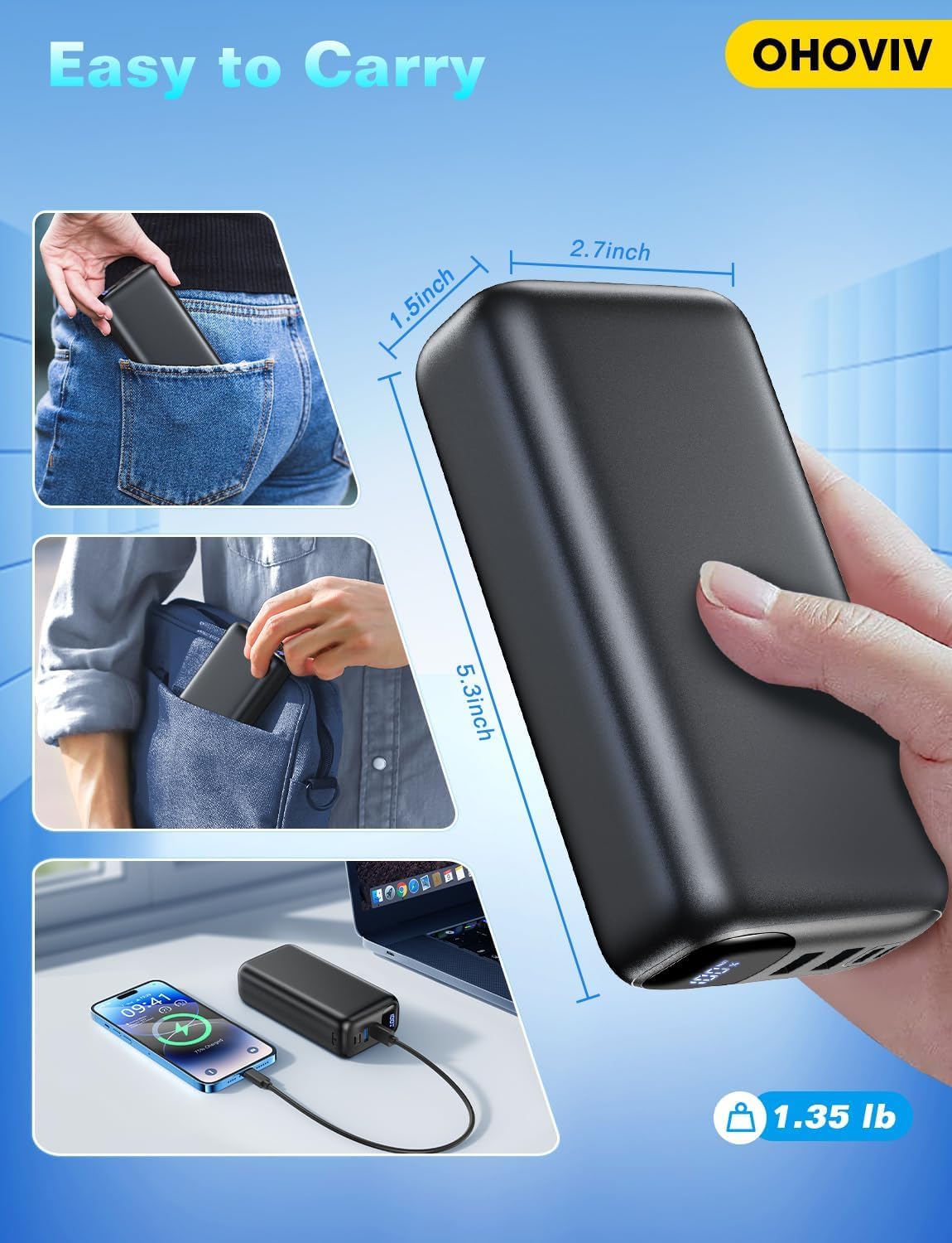 Portable Charger 50000mAh Power Bank - 22.5W Fast Charging External Battery Pack,USB-C Portable Phone Charger for iPhone 16/15/14/13 Pro Android Samsung, for Travel Camping Essential
