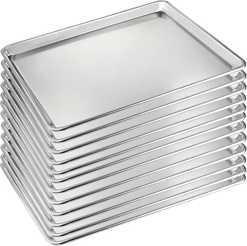 12 Pack Half Size Baking Sheet Pan Set, Aluminum Commercial Quality Cookie Sheet by BASTWE