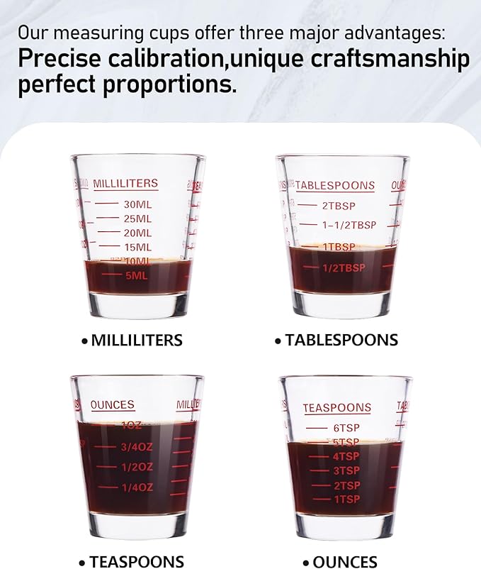 SAIAOKJ Shot Glasses Measuring Cup Set 6 Pack Espresso Shot Glasses Liquid - Image 3