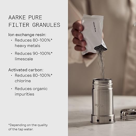 Aarke Purifier Regular Glass Pitcher Bundle w/Steel Filter, 4 Pure Refill - Image 4