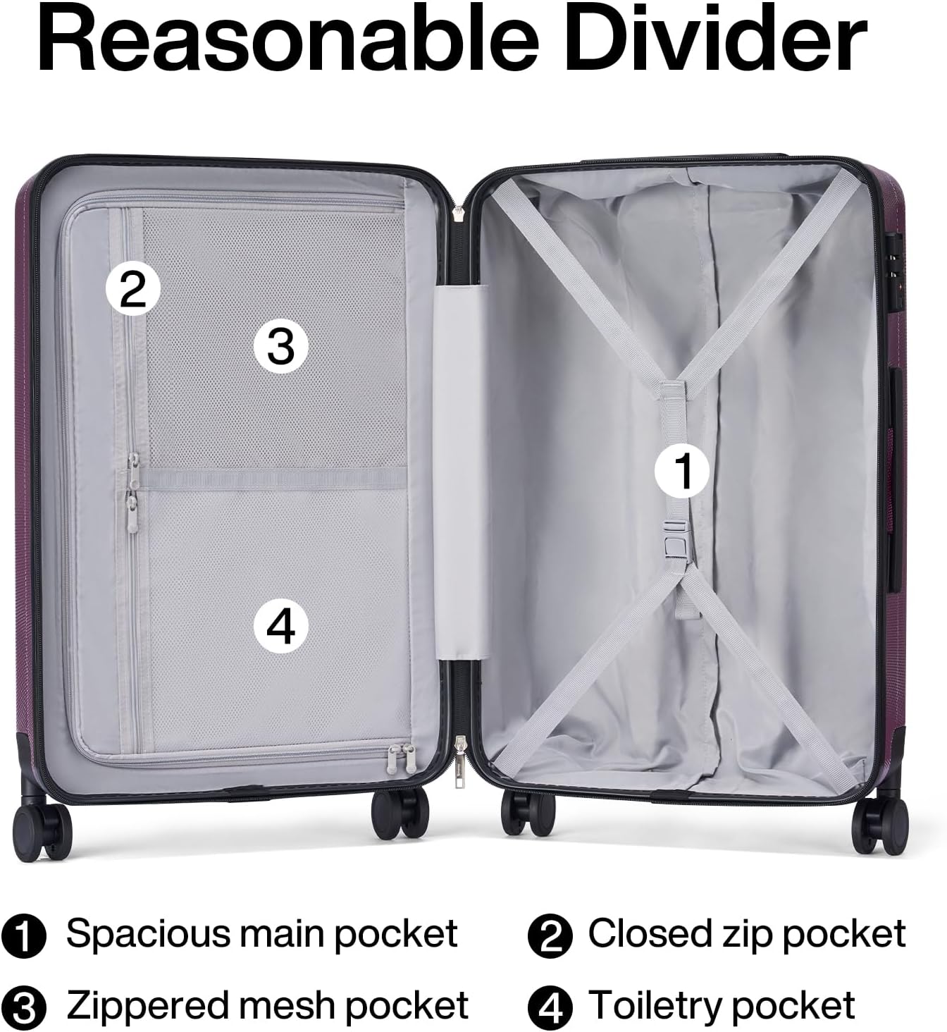 Hanke 29 Inch Luggage Suitcases With Spinner Wheels Lightweight PC hardside Rolling Suitcase With Travel Lock, Checked-Large 29-Inch Christmas Gifts for Birthday （Purple）