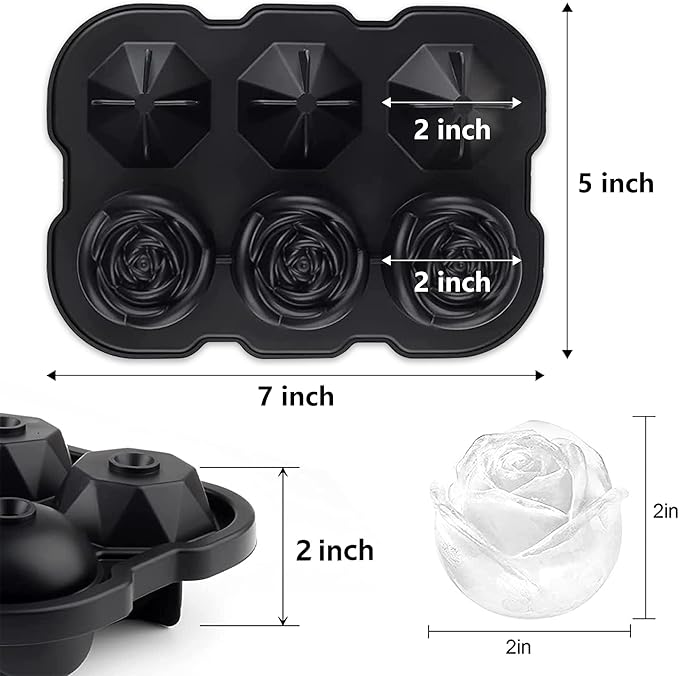 Rose Ice Cube Tray, ZACHDEE 2" Flower Silicone Ice Cube Tray - Image 2