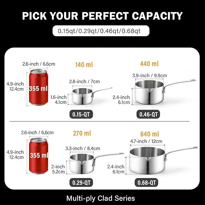 Cooks Standard Stainless Steel Butter Warmer 0.15 QT, 140ml Mini Butter - Image 2