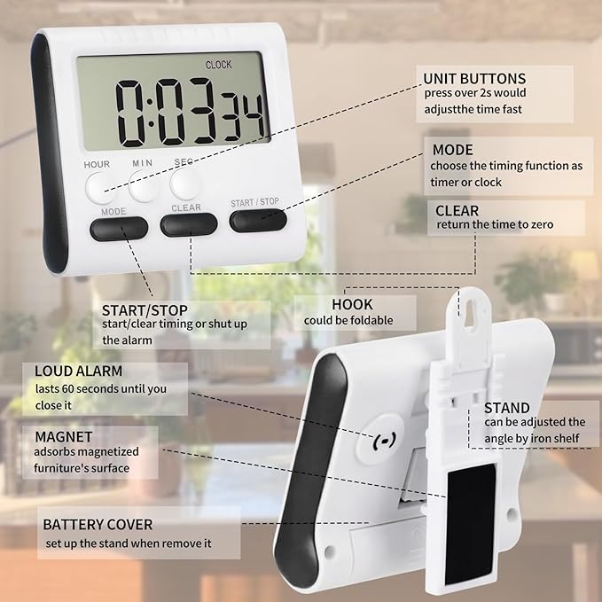 Mudder 6 Pack Digital Kitchen Timer - Image 5