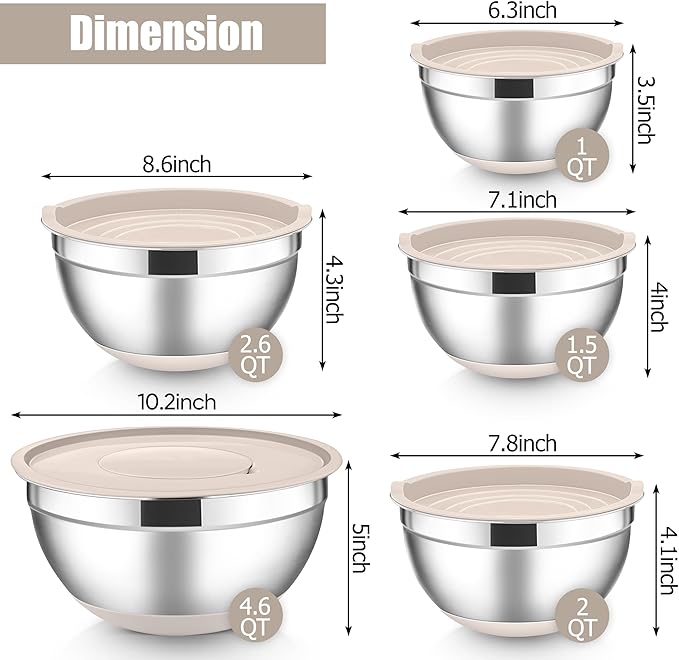 E-far Stainless Steel Mixing Bowls - Image 2