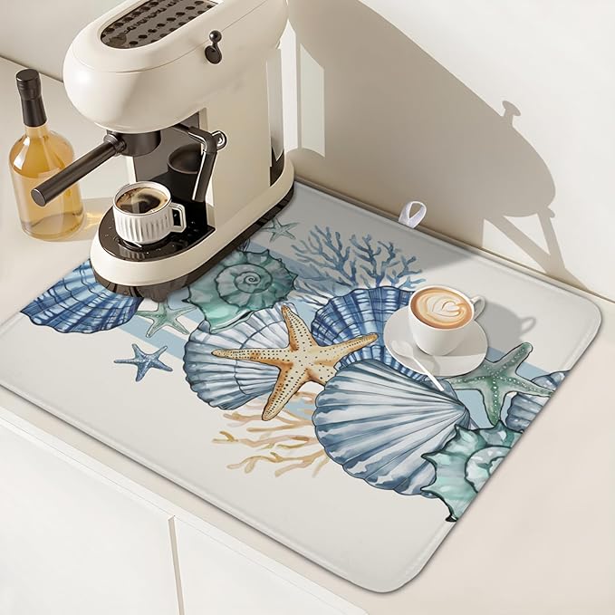 Summer Sea Shell Drying Mat 18x16 Inch, Starfish Drying Mat - Image 7