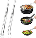 12-Inch 2-in-1 Kitchen Tongs Set, Round & Curved Stainless Steel BBQ Tongs by HomePage
