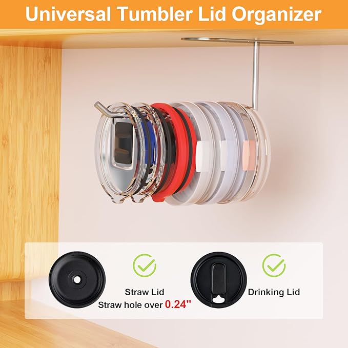 2 Pack Tumbler Lid Organizer, Space Saving Cup Lid Organizer - Image 3