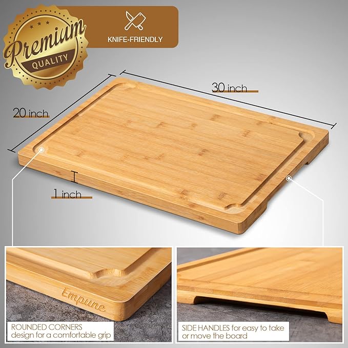 30 x 20 Extra Large Cutting Board, Turkey Carving Board Bamboo Meat Cutting - Image 2