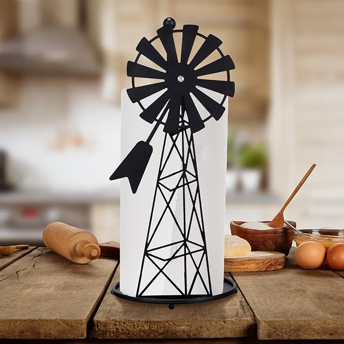 Vesici Windmill Paper Towel Holder Western Farmhouse Standing Paper Towel Roll - Image 7