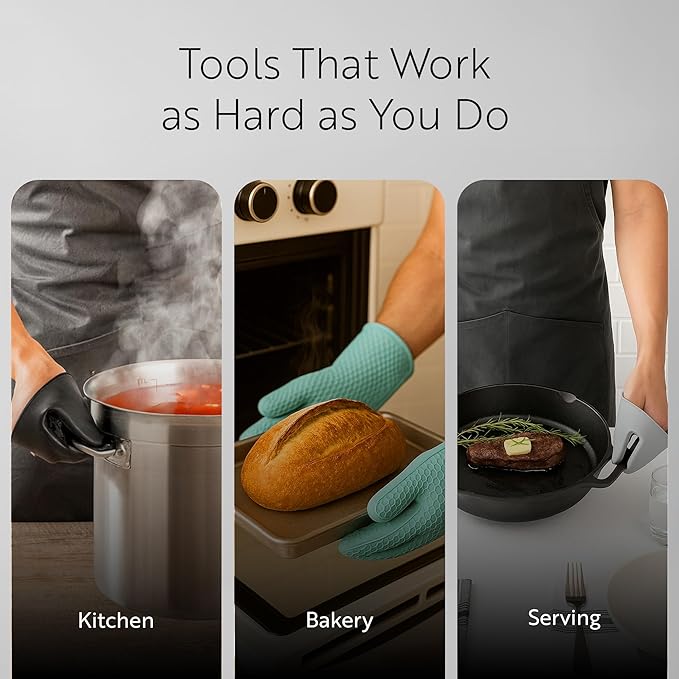 Restaurantware 2-Piece Silicone Oven Mitts Set 1 Case of 13.98 x 7.28 x 1.57 - Image 6