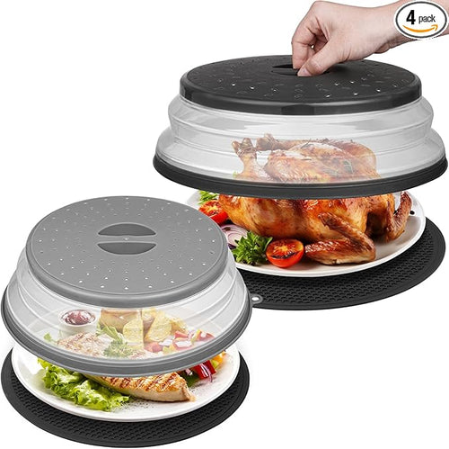 12"&10" Microwave food Cover and Mat, Large Vented Collapsible Splatter Guard by MAGJIUKE