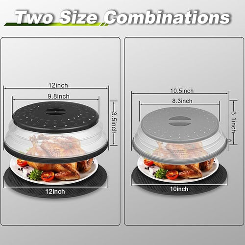 12" Microwave food Cover & Mat, Large Vented Collapsible Splatter Guard dish - Image 2