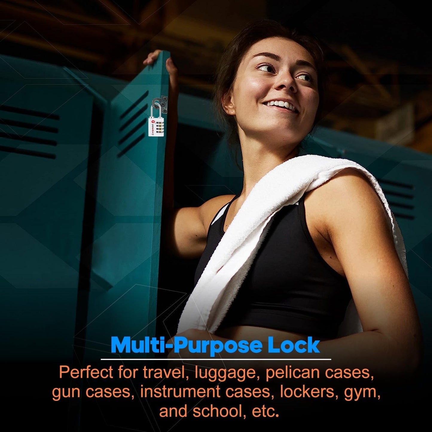 Forge Dual-Opening: Key or Combination Access Lock, TSA Approved Locks for Luggage, Pelican case, Travel, Gym, School, Stainless Steel Shackle. (White, 2 Pk)