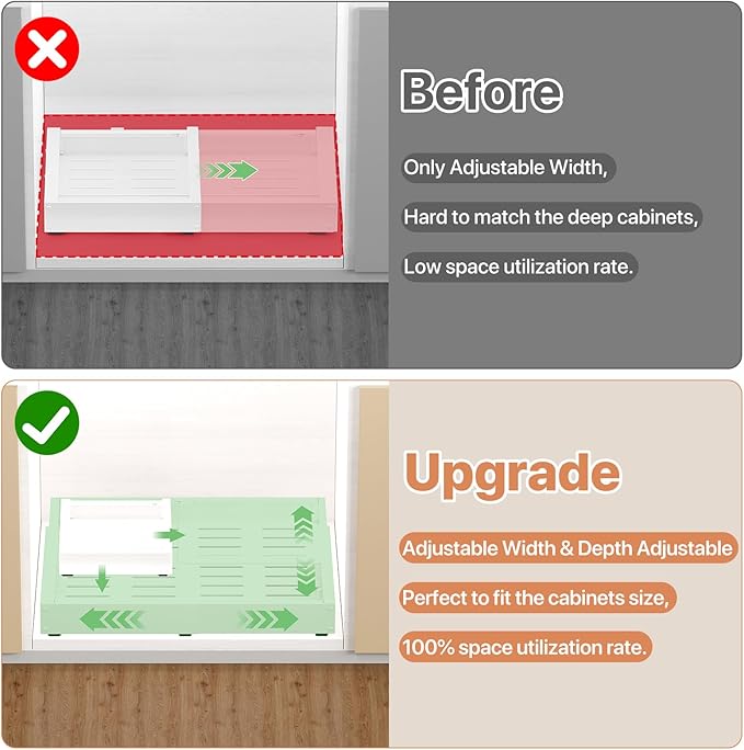 2 Pack Pull out Cabinet Organizer, Width Depth, - Image 3