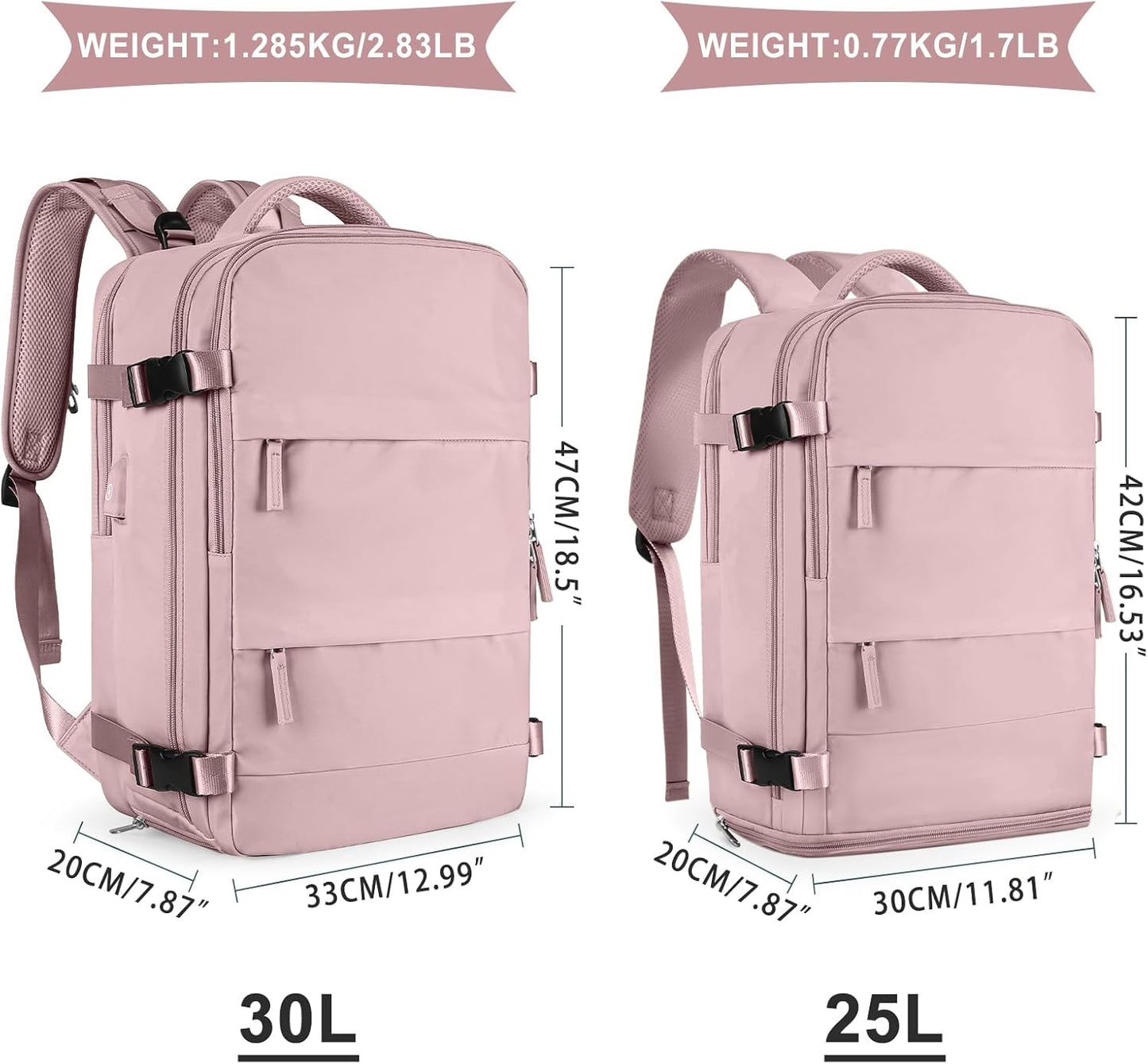 coowoz Travel Backpack For Women Men,Carry On Backpack,Hiking Backpack Waterproof Outdoor Sports Rucksack Casual Daypack travel essentials（Pink Purple）