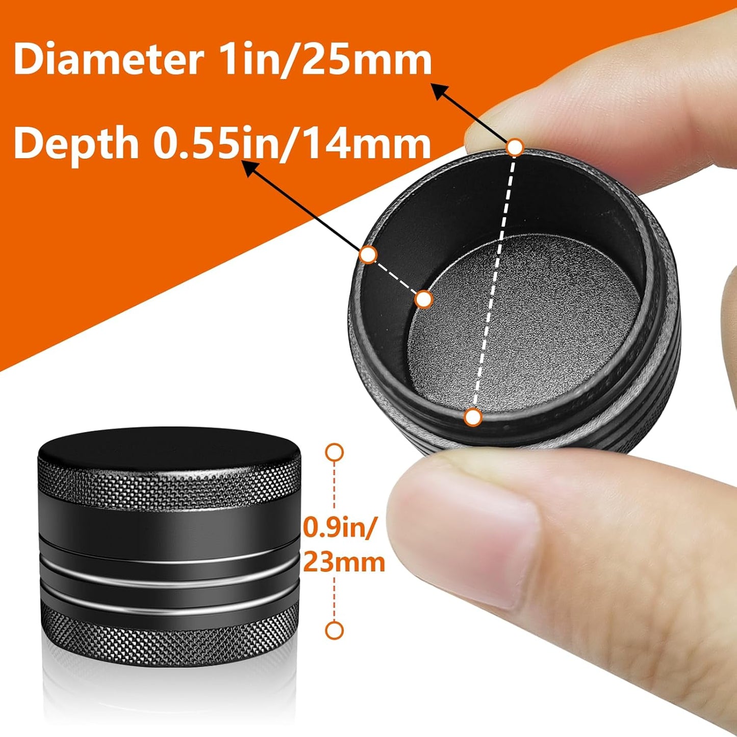 Small Pill Box, Portable Daily Box, Aluminium Alloy Round Container for Pills, Pocket Case (Black)