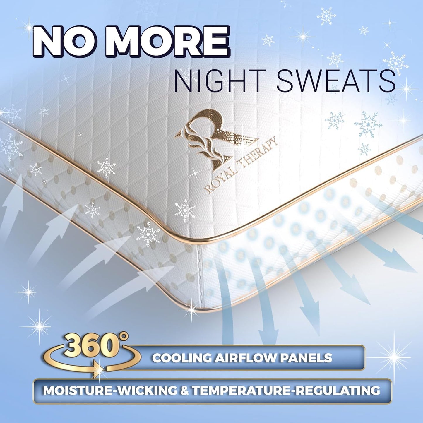Royal Therapy King Memory Foam Pillows - Shredded Memory Foam Pillow for All Sleep Positions - Medium Firm Pillow with Adjustable Loft, Bamboo Rayon Cover, CertiPUR-US, Oeko-TEX Certified