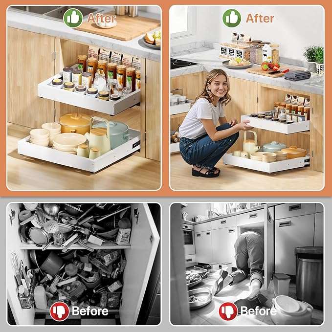 2 Pack Pull out Cabinet Organizer, Width Depth, - Image 7