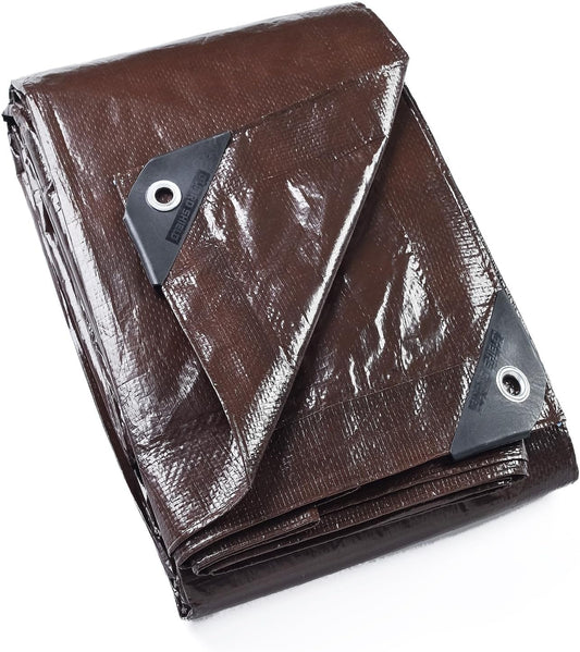 GUARD SHIELD Brown Tarp 20x20 Feet Waterproof Tarps Lightweight Camping Tarp Outdoor Multi Purpose Poly Cover 6mil