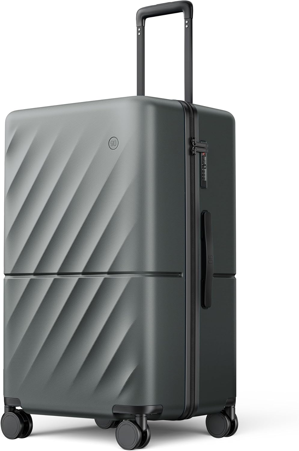 Trunk Luggage 26 Inch, Medium Checked Luggage with Double Spinner Wheels, Anti-Burst Zipper, Hard Case PC Suitcase, Lightweight Travel Luggage, TSA Approved (Slate Grey, Hudson)