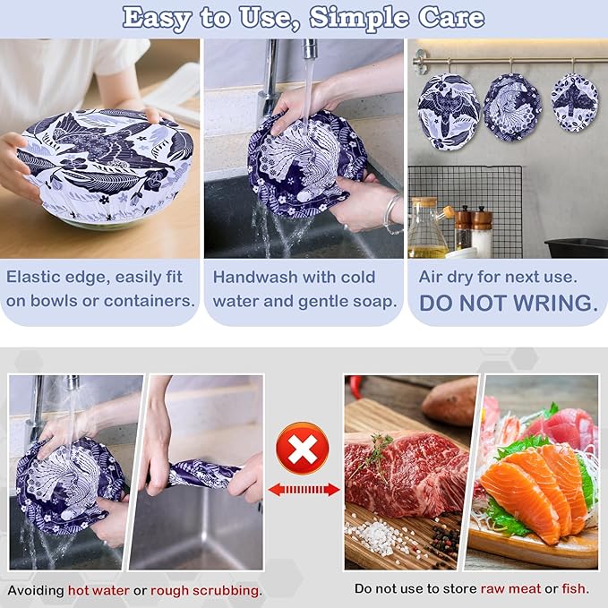5-Size Reusable Beeswax Bowl Covers - Image 6