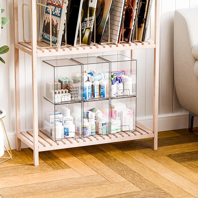 Yieach 2 Pack Clear Stackable Storage Drawers, 7.6" H Baby Bottle Organizer - Image 9