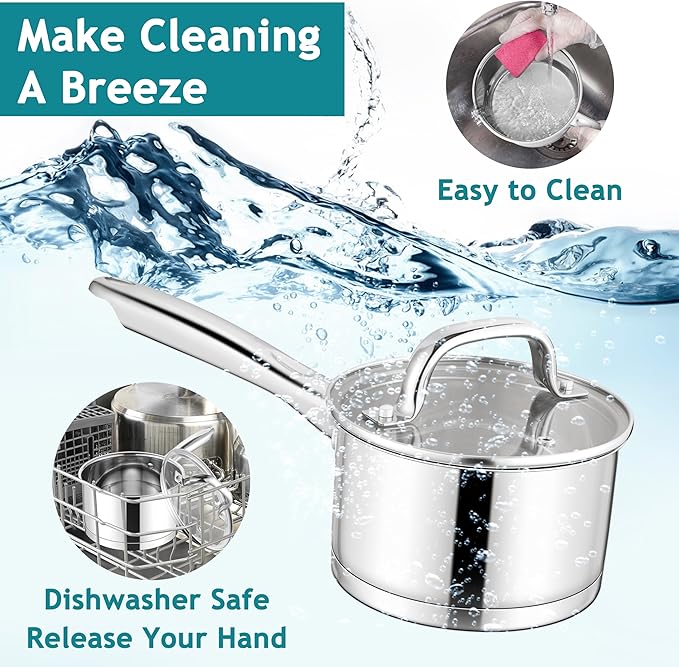 E-far Stainless Steel Saucepan - 2QT & 3QT - Image 7