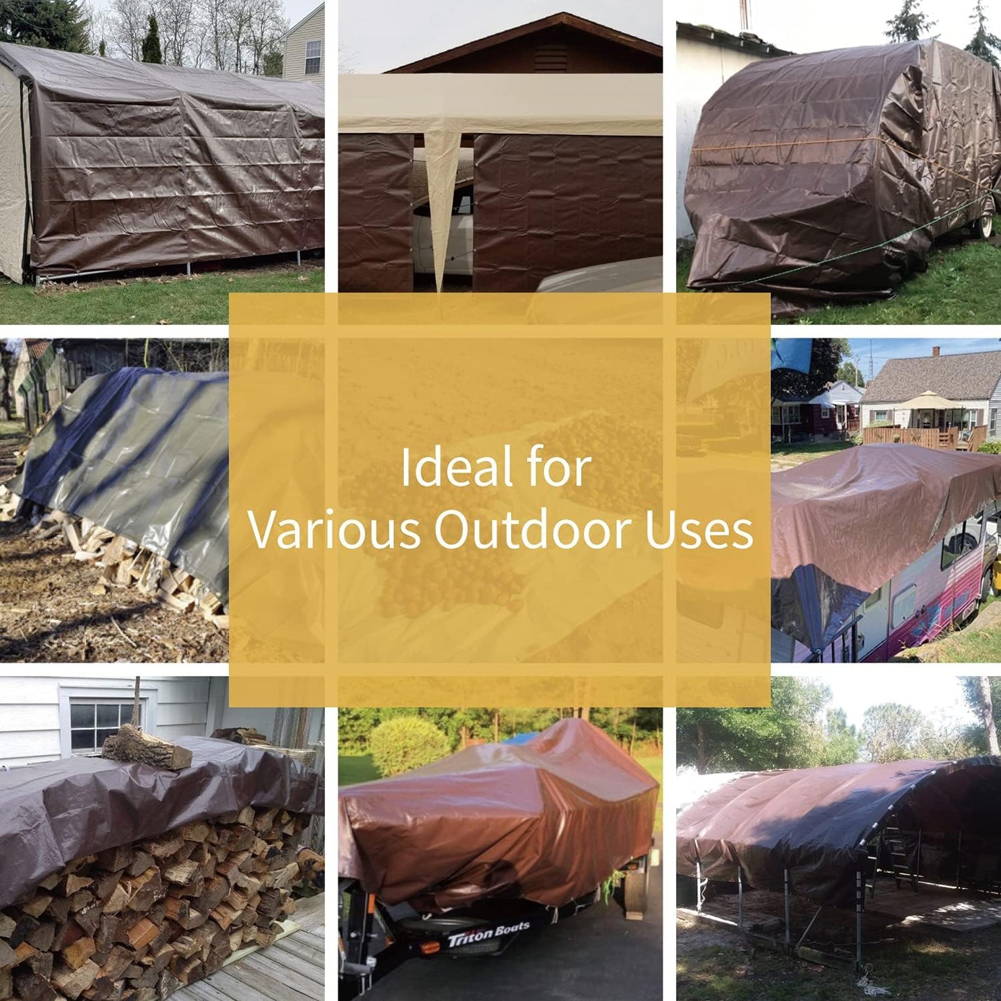 GUARD SHIELD Brown Tarp 20x20 Feet Waterproof Tarps Lightweight Camping Tarp Outdoor Multi Purpose Poly Cover 6mil
