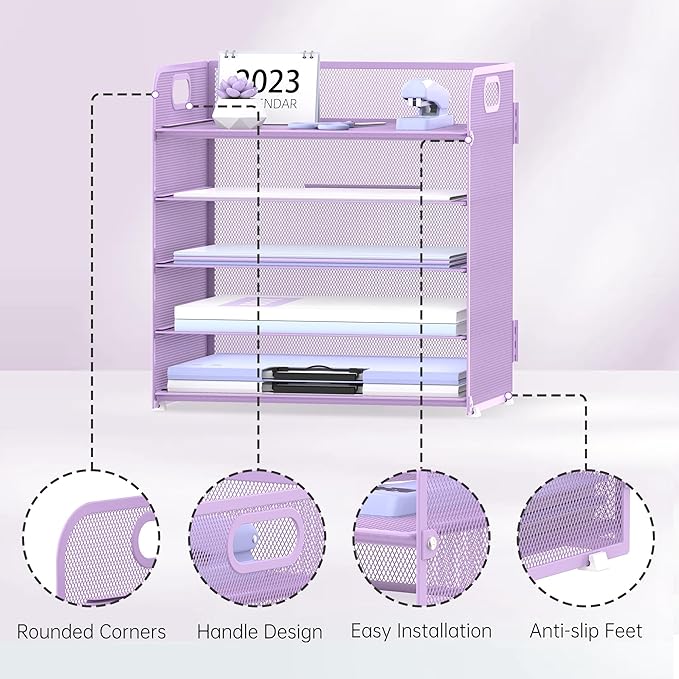 2 Pack 5-Tier Purple Desk Organizer - Image 3