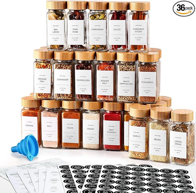 DWTS DANWEITESI 36 Pcs Glass Spice Jars - 4oz by DWTSDANWEITESI