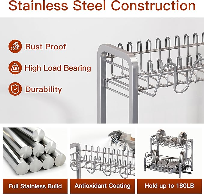 2 Tier Dish Drainer Drying Rack - Image 5