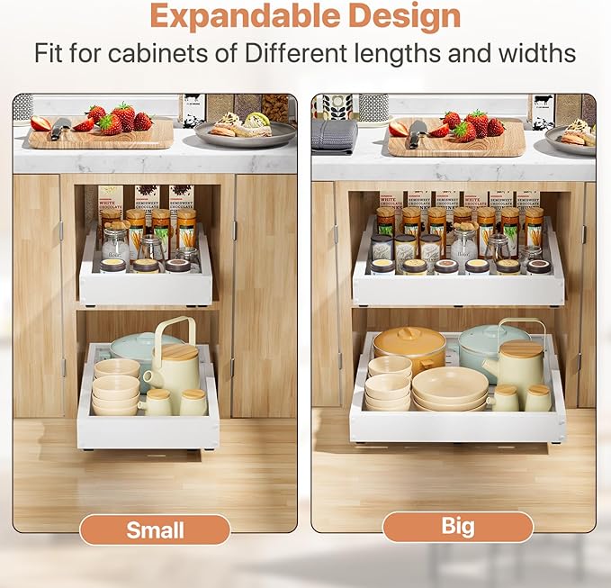 2 Pack Pull out Cabinet Organizer, Width Depth, - Image 8
